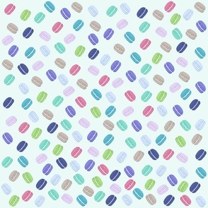 Cute Macarons Pattern on Blue Background