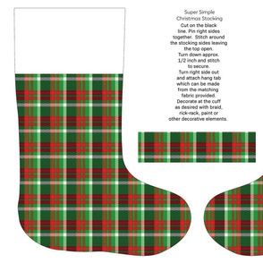 plaid red green cut and sew stocking