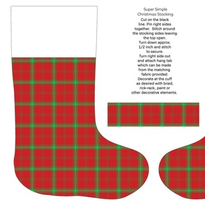 green red cross grid cut and sew stocking