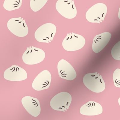 Cute Dumplings on Pink Background