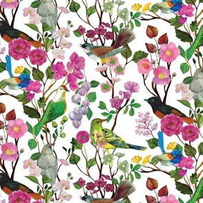 Birds and Blooms Chinoiserie {White} medium