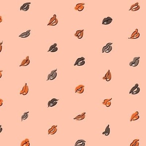 Small Polka Dot Lips (Orange & Black)