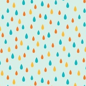 Raindrops (Teal Blue and Yellow Palette) – Small Scale