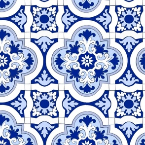 Blue tiles,Portuguese,Sicilian style floral pattern 