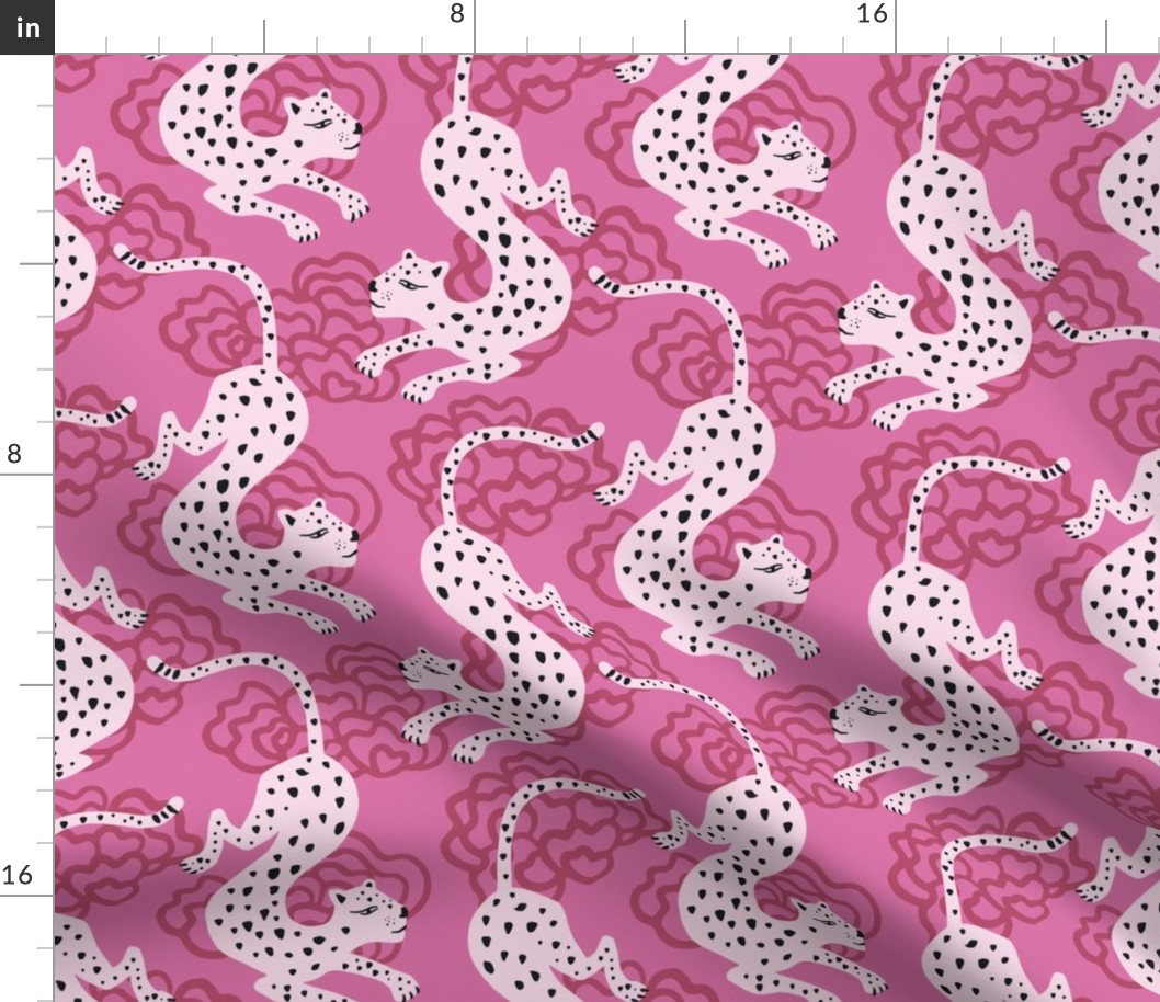 whimsical leopards with clouds/pink/large