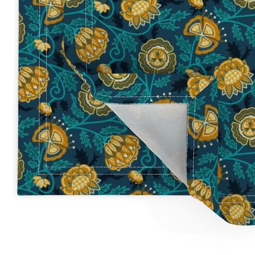 Modern Indian Chintz - Mustard & Teal