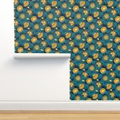 Modern Indian Chintz - Mustard & Teal