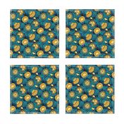 Modern Indian Chintz - Mustard & Teal