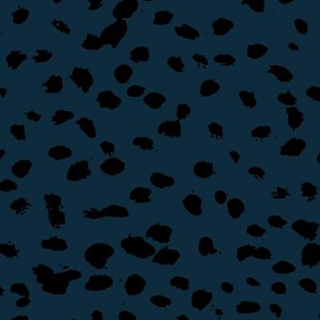 Wild organic speckles and spots animal print boho black marks on navy blue