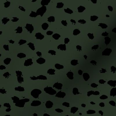 Wild organic speckles and spots animal print boho black marks on forest green