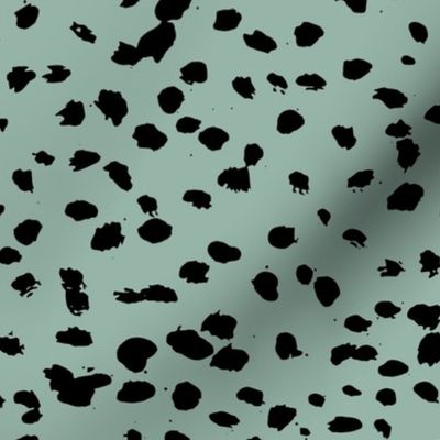 Wild organic speckles and spots animal print boho black marks on ocean green