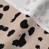 Wild organic speckles and spots animal print boho black marks on pale nude