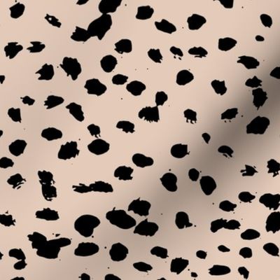 Wild organic speckles and spots animal print boho black marks on pale nude