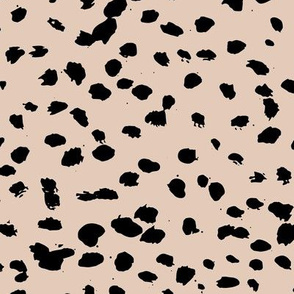 Wild organic speckles and spots animal print boho black marks on pale nude
