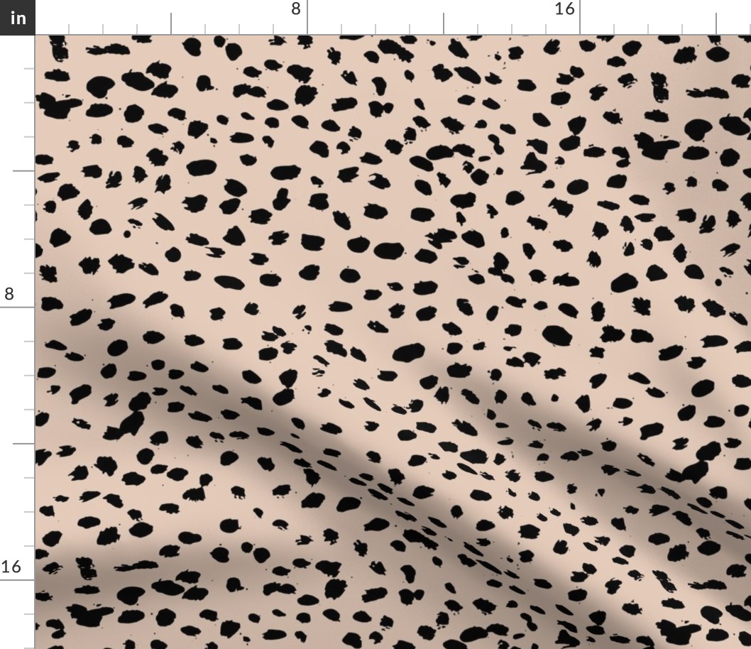 Wild organic speckles and spots animal print boho black marks on pale nude