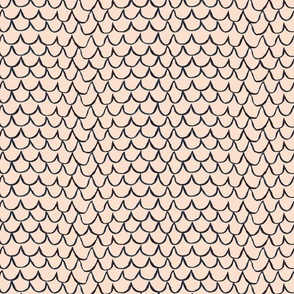 Sea Waves Scallop Pattern //  Peachy Tan Neutral and Indigo 