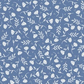 Ditsy White Floral on Slate Blue