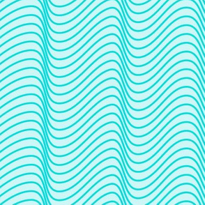 Modern geometric wavy ocean sea  lines in aqua teal