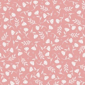 Ditsy White Floral on Blush Pink