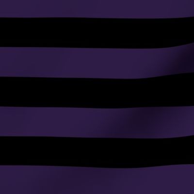 Large Horizontal Awning Stripe Pattern - Deep Violet and Black