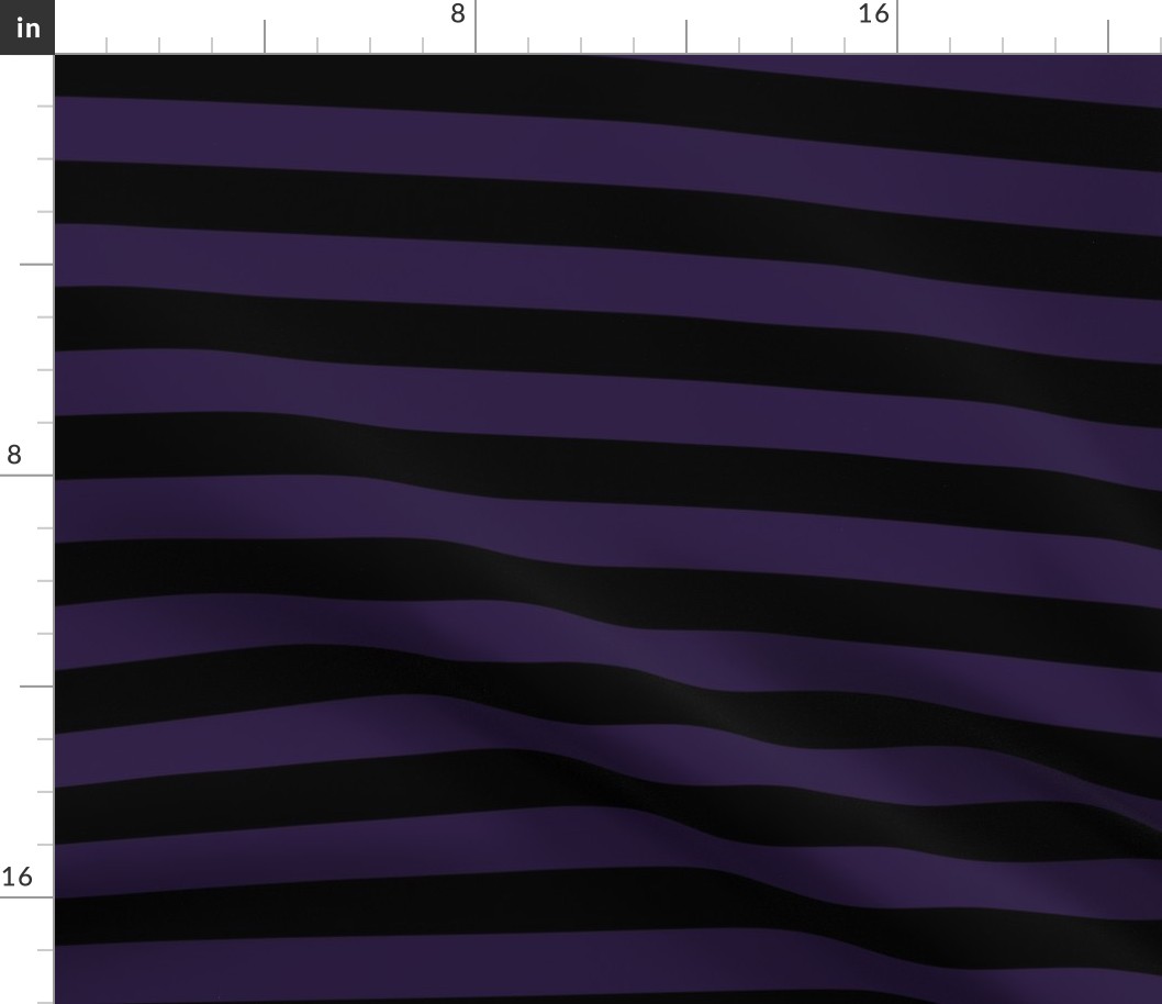 Large Horizontal Awning Stripe Pattern - Deep Violet and Black