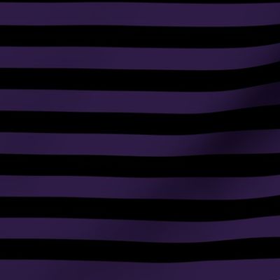Horizontal Awning Stripe Pattern - Deep Violet and Black