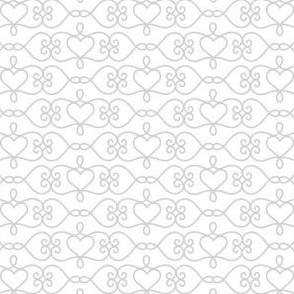Heart Scroll: Silver Gray on White