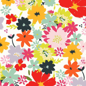 large scale floral, bright modern floral, boho chic painterly FLORALS color confident ©TERRICONRADDESIGNS