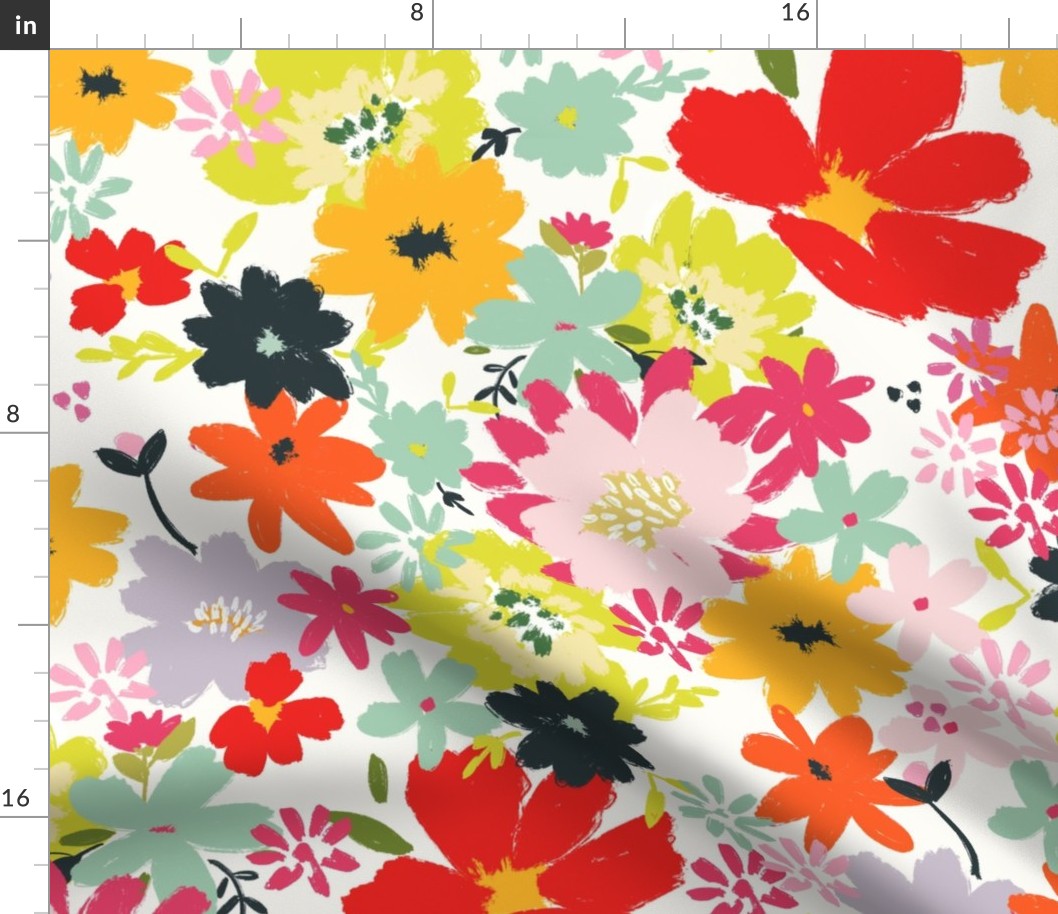 large scale floral, bright modern floral, boho chic painterly FLORALS color confident ©TERRICONRADDESIGNS
