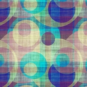 summer circles and plaid canvas texture effect turquoise purple beige water sun sky psmge