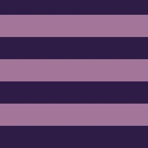 Large Horizontal Awning Stripe Pattern - Deep Violet and Mauve