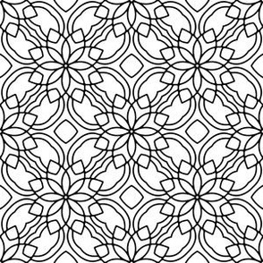 Black and White Floral Geometric Design