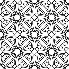 Black and White Geometric Floral Lines