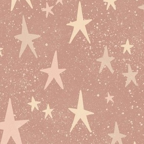 Boho Stars on Dusty Pink (Large Scale)