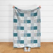 6 inch square giraffe patchwork blue