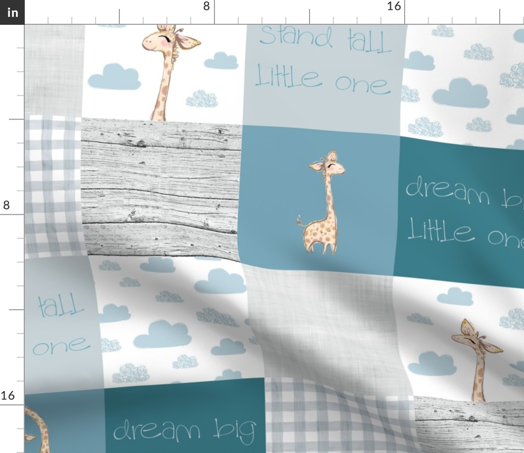 6 inch square giraffe patchwork blue