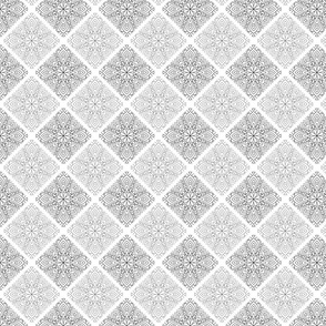 Black and white geometric floral pattern