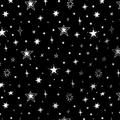 Black and White Starry Night
