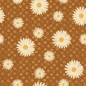 Daisies & Distressed Dots in Tawny Brown