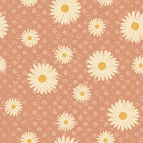 Daisies & Distressed Dots in Dusty Pink