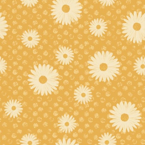 Daisies & Distressed Dots in Golden Yellow