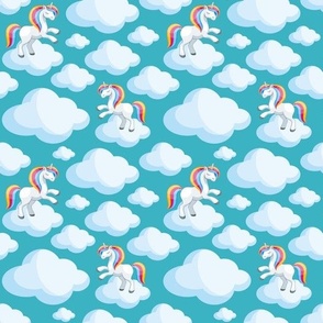 Rainbow Unicorns and Blue Sky Clouds