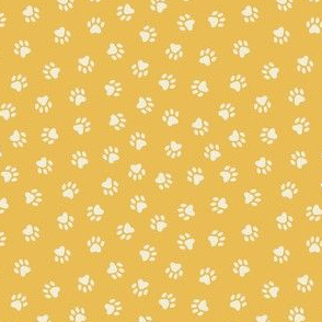 Paw Prints on Mustard Yellow