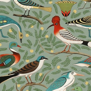 Folk Art Birds - Large - Green