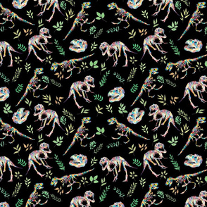 Dino bones colorful black