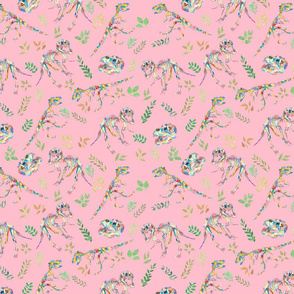 Dino bones colorful pink