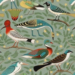 Folk Art Birds - Small - Green