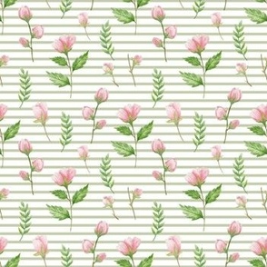 Pink Roses with Green Stripes