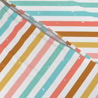 White Distressed Summer Rainbow Stripes - Half Inch stripe