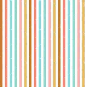 White Distressed Summer Rainbow Stripes - Half Inch stripe